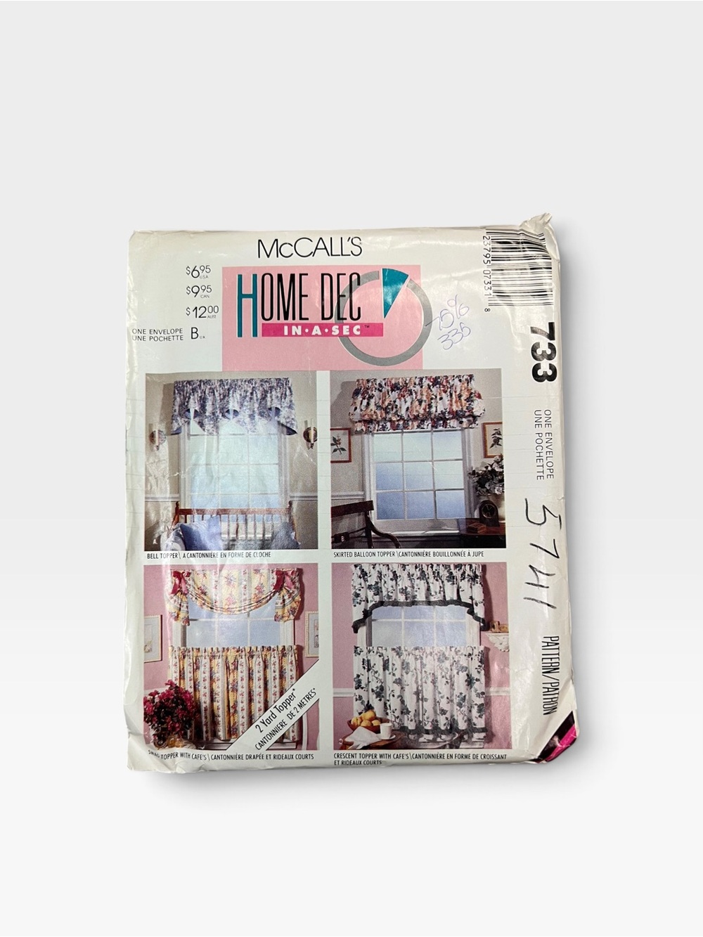 Vintage 90s McCALL'S Home Dec In-A-Sec Window Valance Sewing Pattern 733